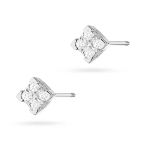 Kolczyki kwadraty z białego złota z brylantami 0,16ct sztyft zakręcany Premio labret