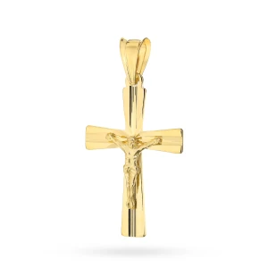 Pozłacany krzyż z Jezusem diamentowany    zdobiony