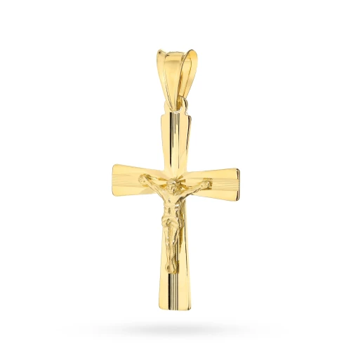 Pozłacany krzyż z Jezusem diamentowany    zdobiony