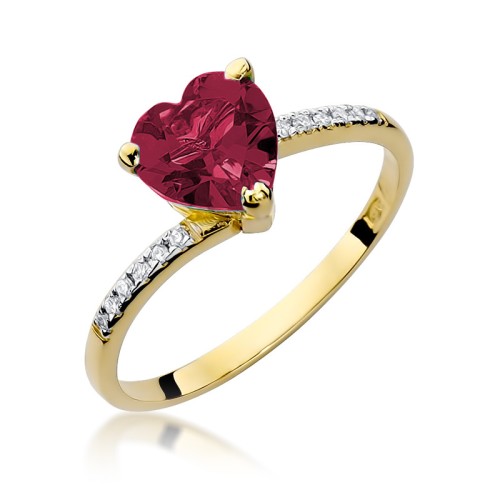 Pierścionek żółte złoto rubin 1,70ct i brylanty 0,06ct W050-585-R1.70 MARKO