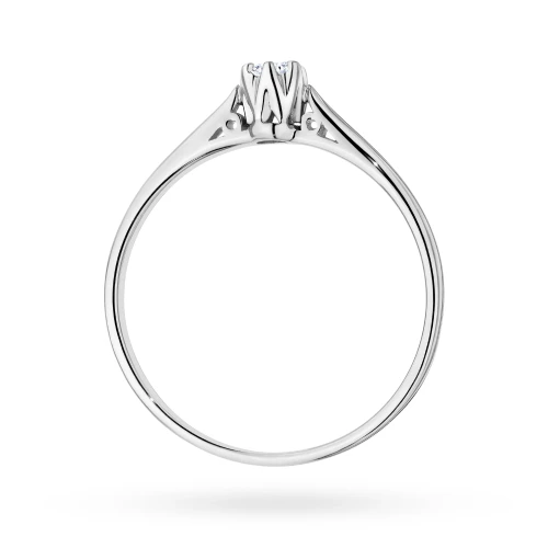 Pierścionek zaręczynowy z białego złota   diament 0,10ct Klasyka