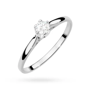 Pierścionek zaręczynowy z białego złota   diament 0,18ct Klasyka