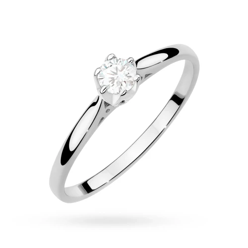 Pierścionek zaręczynowy z białego złota   diament 0,18ct Klasyka