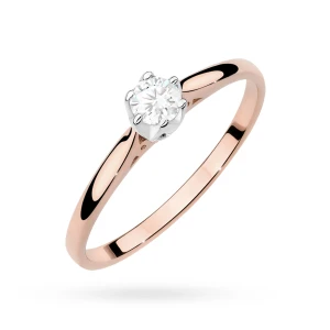 Pierścionek zaręczynowy z różowego złota  diament 0,18ct Klasyka