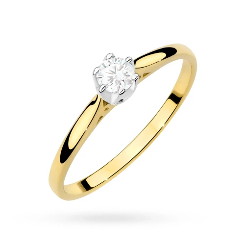 Pierścionek zaręczynowy ze złota diament  0,18ct Klasyka