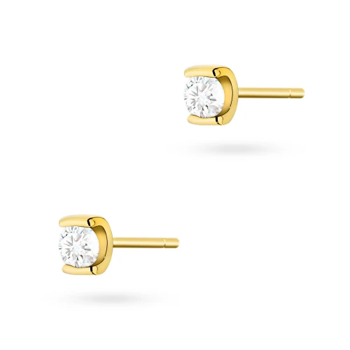 Złote kolczyki minimalistyczne basic cyrkonia Jeso SS2025EG K608-585 marko