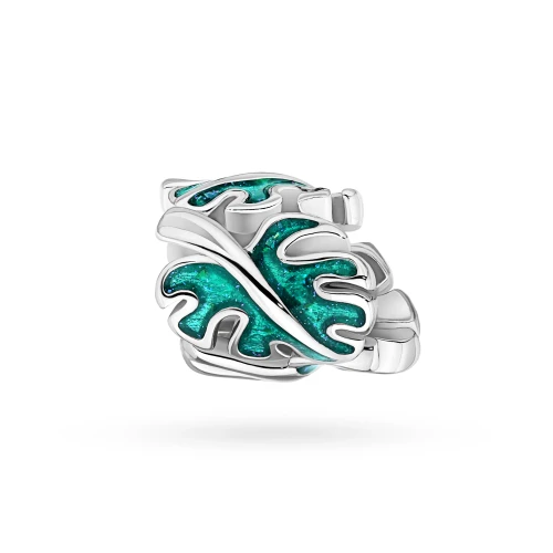 Srebrna zawieszka zielone liście monstery emalia Charms Z484-925-S marko