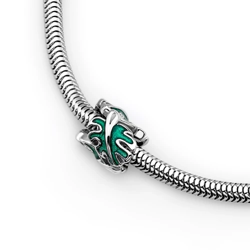 Srebrna zawieszka zielone liście monstery emalia Charms Z484-925-S marko