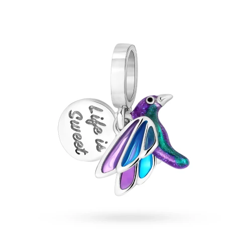 Srebrna zawieszka kolorowy koliber emalia Charms Z485-925-S marko