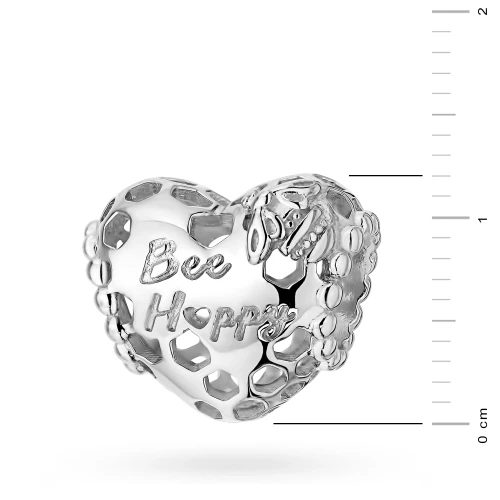 Srebrna zawieszka serce na szczęście plaster miodu Bee Happy Charms