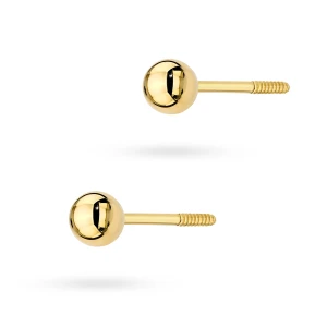 Złote kolczyki kulki 3mm sztyft zakręcany Jeso pr.333 labret
