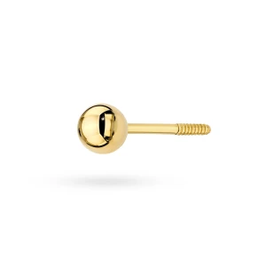Złoty pojedynczy kolczyk kulka 3mm sztyft zakręcany Jeso pr.333 labret