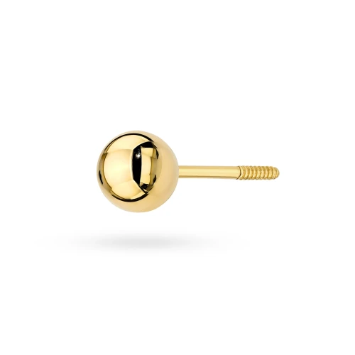 Złoty pojedynczy kolczyk kulka 4mm sztyft zakręcany Jeso pr.333 labret