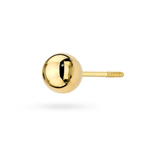 Złoty pojedynczy kolczy kulka 5mm zakręcany sztyft Jeso pr.585 labret