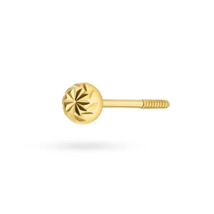 Złoty pojedynczy kolczyk kulka diamentowana 3mm sztyft zakręcany Jeso pr.333 labret