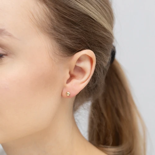 Złoty pojedynczy kolczy diamentowana kulka 5mm zakręcany sztyft Jeso pr.585 labret