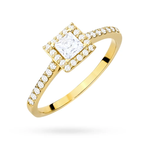 Zaręczynowy pierścionek ze złota kwadratowy diament Princessa 0,30ct i brylanty Generacja W0591.Z3.DIW.01 marko