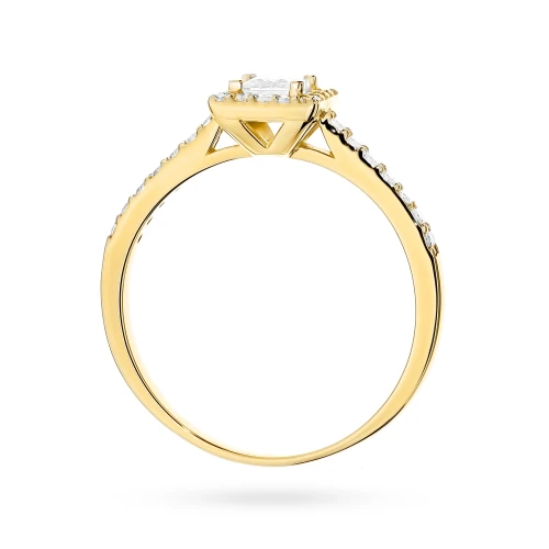 Zaręczynowy pierścionek ze złota  kwadratowy diament Princessa 0,30ct i brylanty Generacja