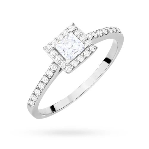 Zaręczynowy pierścionek z białego złota kwadratowy diament Princessa 0,30ct i brylanty Generacja W0591.B3.DIW.01 marko
