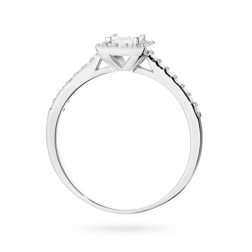 Zaręczynowy pierścionek z białego złota  kwadratowy diament Princessa 0,30ct i brylanty Generacja
