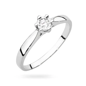 Klasyczny pierścionek zaręczynowy  z diamentem laboratoryjnym 0,08ct białe złoto Lab Diamonds