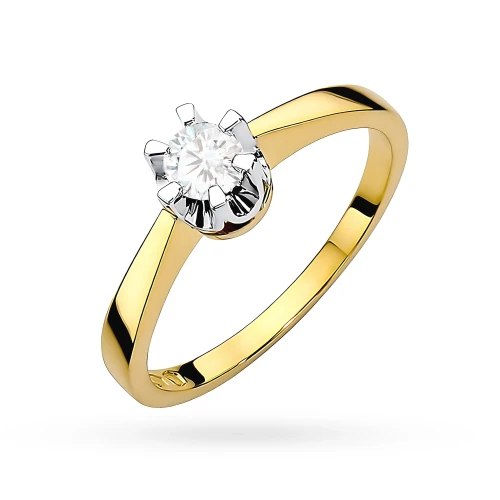 Pierścionek zaręczynowy klasyczny 0,25ct  z żółtego złota Lab Diamonds