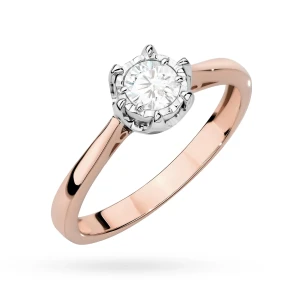 Pierścionek zaręczynowy klasyczny 0,30ct  z różowego złota Lab Diamonds