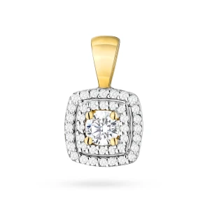 Złota kwadratowa zawieszka z diamentami   laboratoryjnymi Lab Diamonds