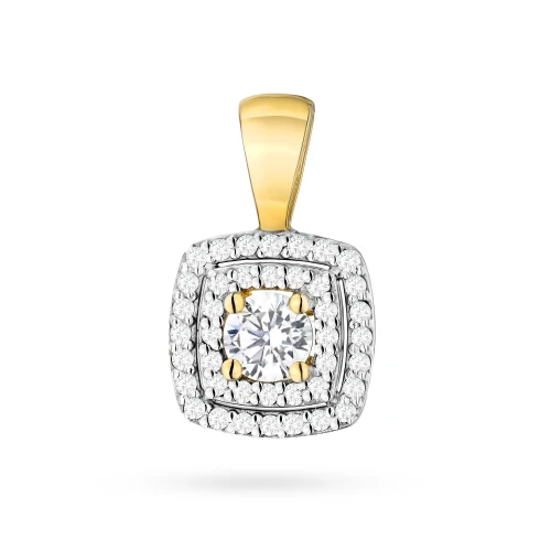 Złota kwadratowa zawieszka z diamentami   laboratoryjnymi Lab Diamonds
