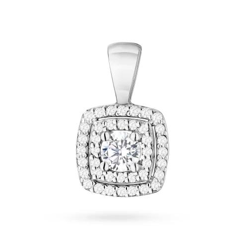 Białe złoto kwadratowa zawieszka          z diamentami laboratoryjnymi Lab Diamonds