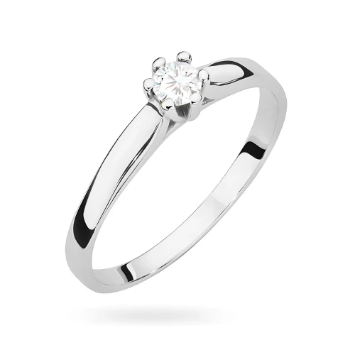 Klasyczny pierścionek zaręczynowy  z diamentem laboratoryjnym 0,15ct białe złoto Lab Diamonds