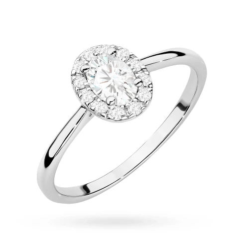 Pierścionek zaręczynowy z owalnym  kamieniem 0,30ct z białego złota Lab Diamonds