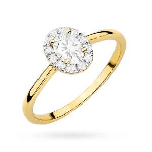 Pierścionek zaręczynowy z owalnym  kamieniem 0,30ct z żółtego złota Lab Diamonds