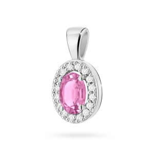 Zawieszka markiza z Szafirem Różowym  0,45ct białe złoto