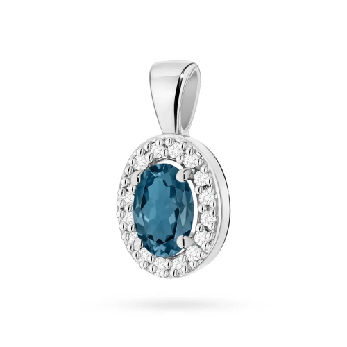 Zawieszka markiza z Topazem London Blue  0,50ct białe złoto