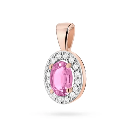 Zawieszka markiza z Szafirem Różowym  0,45ct różowe złoto