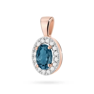 Zawieszka markiza z Topazem London Blue  0,50ct różowe złoto