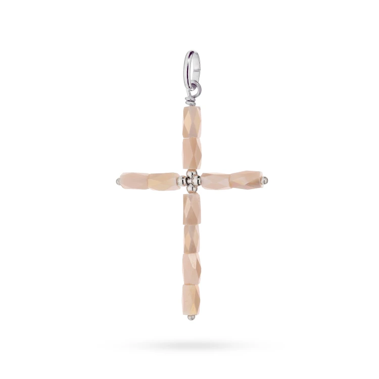 Srebrna zawieszka diamentowany różowy krzyżyk Z715-925-RS marko