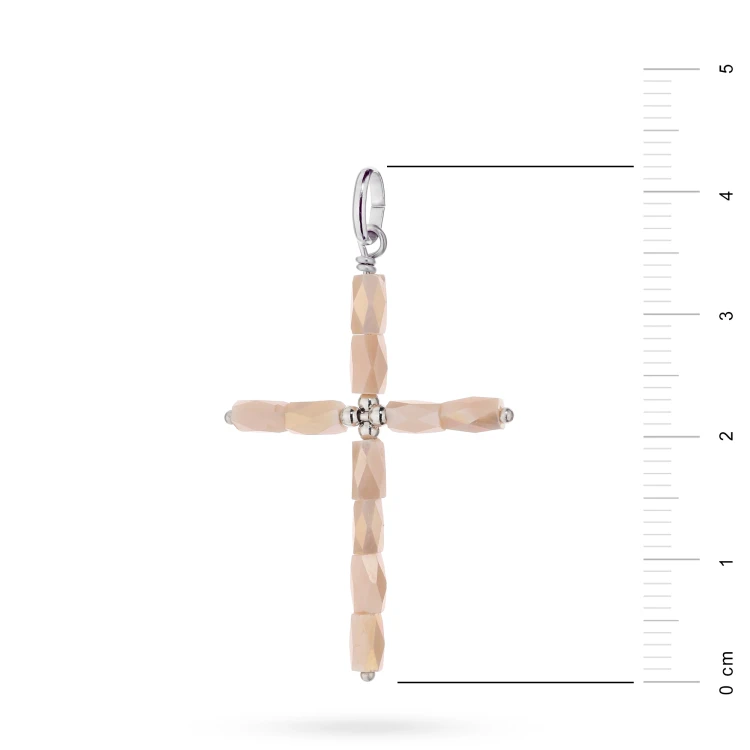 Srebrna zawieszka diamentowany różowy krzyżyk Z715-925-RS marko
