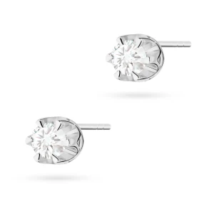 Klasyczne złote kolczyki z diamentami 2  x 0,12ct białe złoto