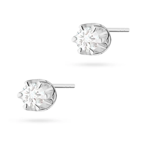 Klasyczne złote kolczyki z diamentami 2  x 0,12ct białe złoto
