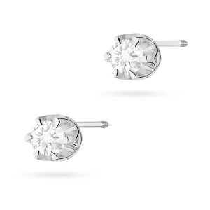 Klasyczne złote kolczyki z diamentami 2  x 0,12ct białe złoto sztyft zakręcany labret