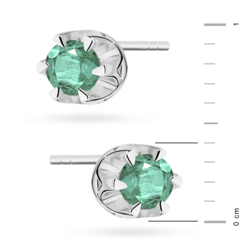 Klasyczne złote kolczyki ze szmaragdem  2 x 0,15ct białe złoto