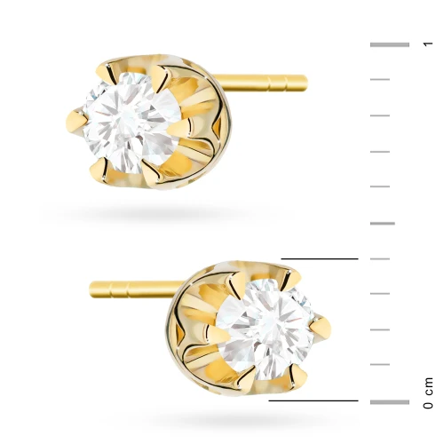 Klasyczne złote kolczyki z diamentami 2  x 0,12ct żółte złoto