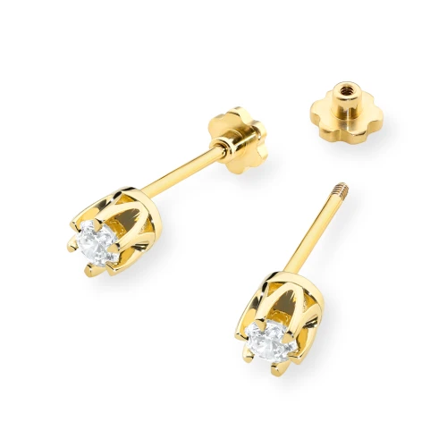 Klasyczne złote kolczyki z diamentami 2 x 0,12ct żółte złoto sztyft zakręcany labret K0032.Z3.DIW.09 marko
