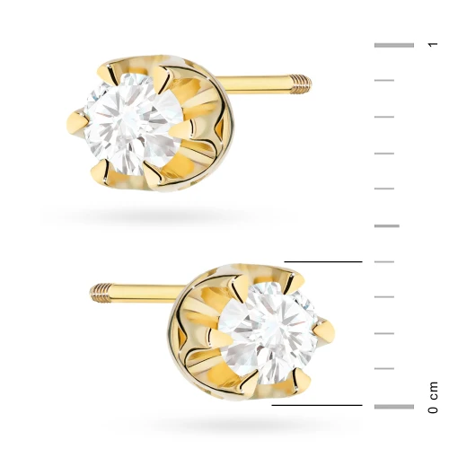 Klasyczne złote kolczyki z diamentami 2  x 0,12ct żółte złoto sztyft zakręcany labret