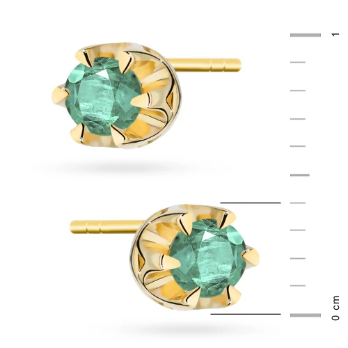Klasyczne złote kolczyki ze szmaragdem  2 x 0,15ct żółte złoto