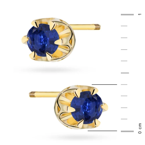 Klasyczne złote kolczyki z szafirami 2  x 0,15ct żółte złoto sztyft zakręcany labret