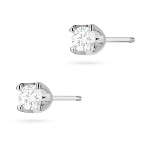 Kolczyki białe złoto z brylantami 2  x 0,08ct klasyczne sztyft zakręcany labret