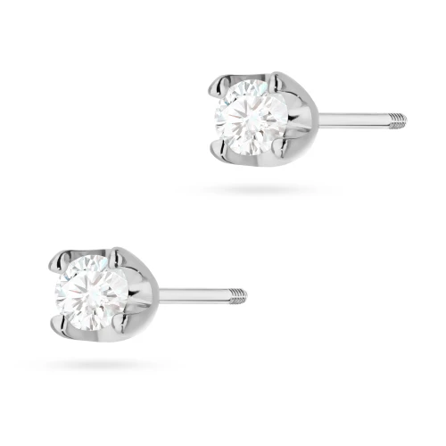 Kolczyki białe złoto z brylantami 2  x 0,08ct klasyczne sztyft zakręcany labret
